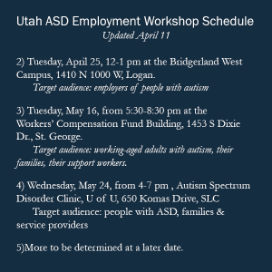 Utah ASD Employment Workshop Schedule