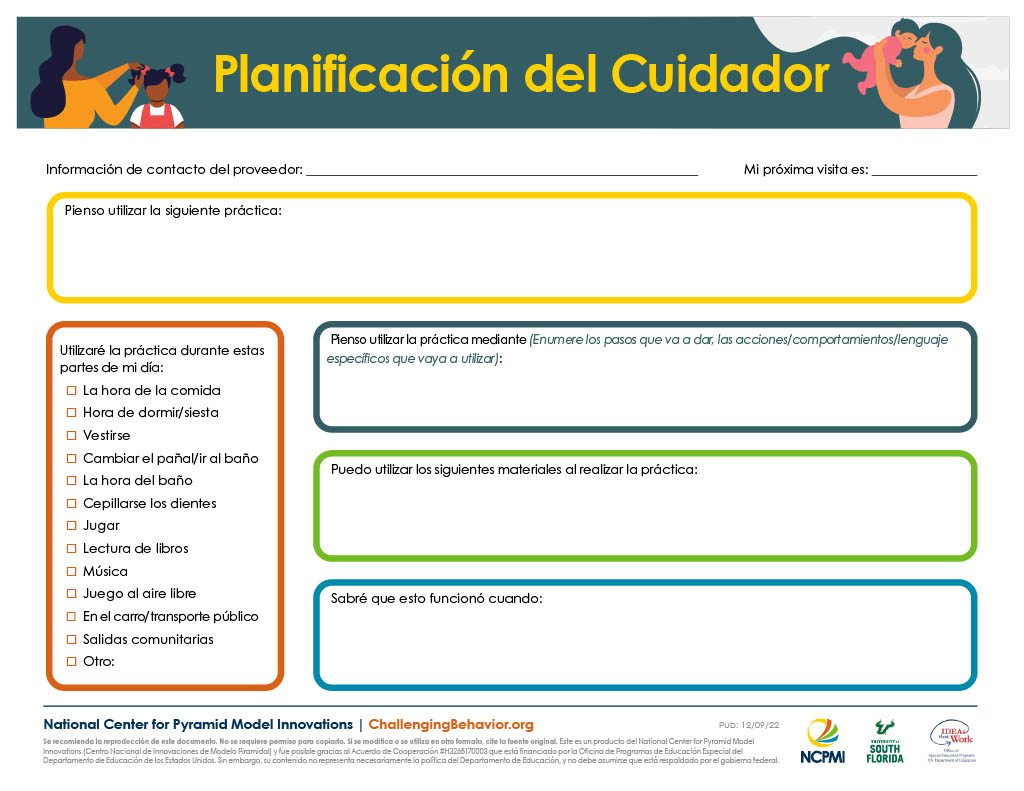 Caregiver Planning Form Spanish