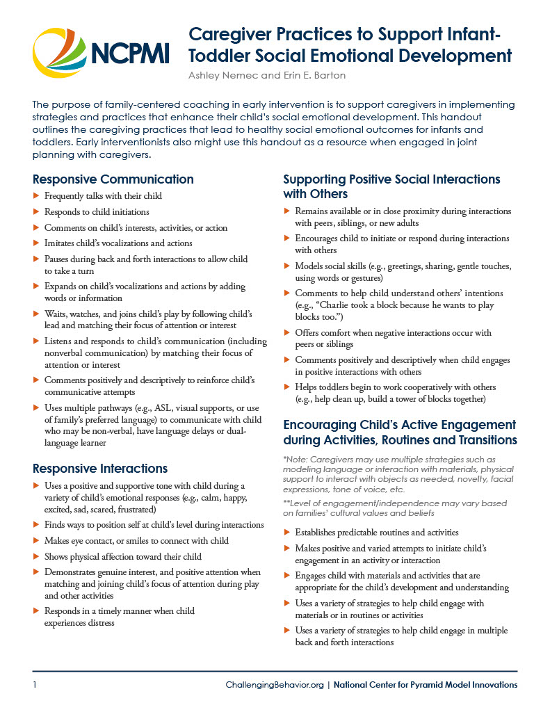 First page caregiver practices