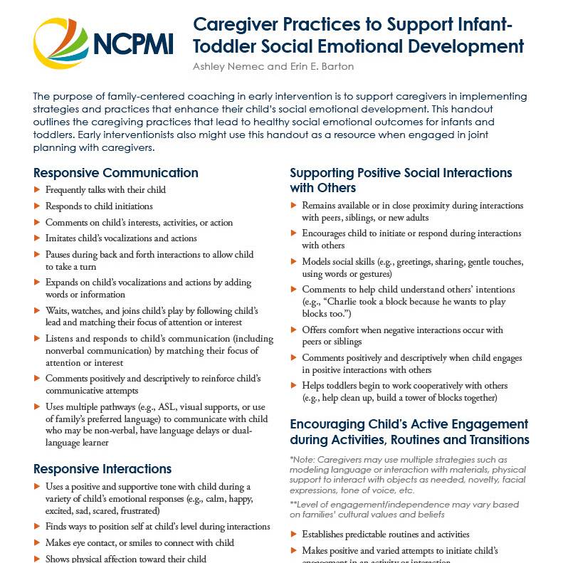 First page Caregiver Practices